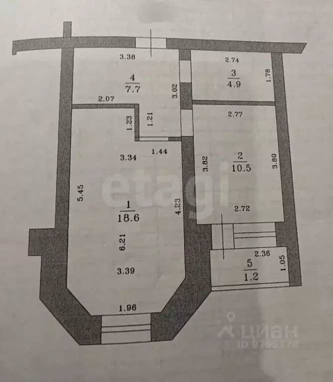1-к кв. Татарстан, Казань ул. Космонавтов, 6А (41.7 м) - Фото 2