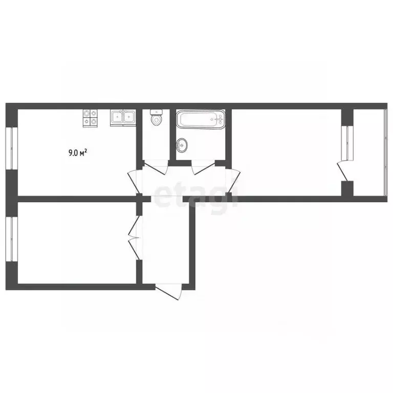 2-к кв. Ямало-Ненецкий АО, Муравленко ул. Нефтяников, 89 (51.0 м) - Фото 2