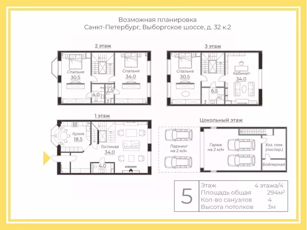 5-к кв. Санкт-Петербург Выборгское ш., 32к2 (294.0 м) - Фото 2