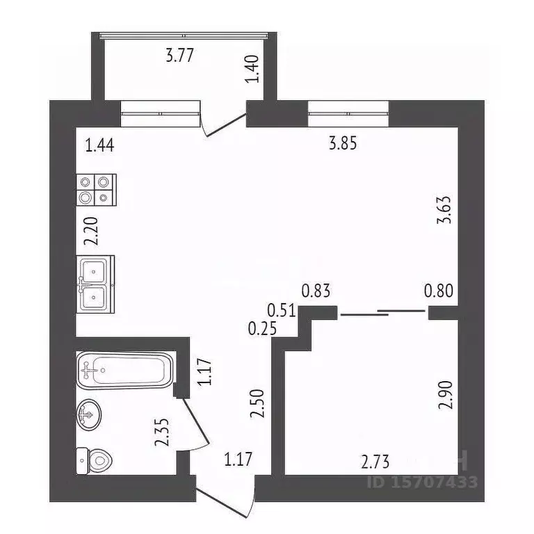 1-к кв. Санкт-Петербург ул. Александра Матросова, 1 (42.3 м) - Фото 1