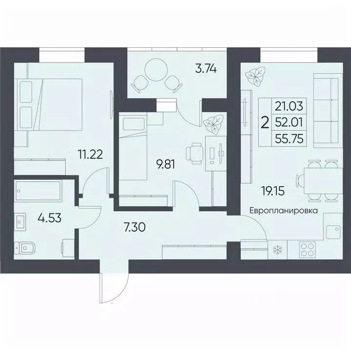 2-к кв. Саратовская область, Татищево рп  (55.75 м) - Фото 1