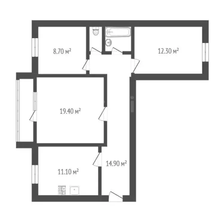 3-комнатная квартира: Борисоглебск, Юго-Восточный микрорайон, 21 (70.3 ... - Фото 1