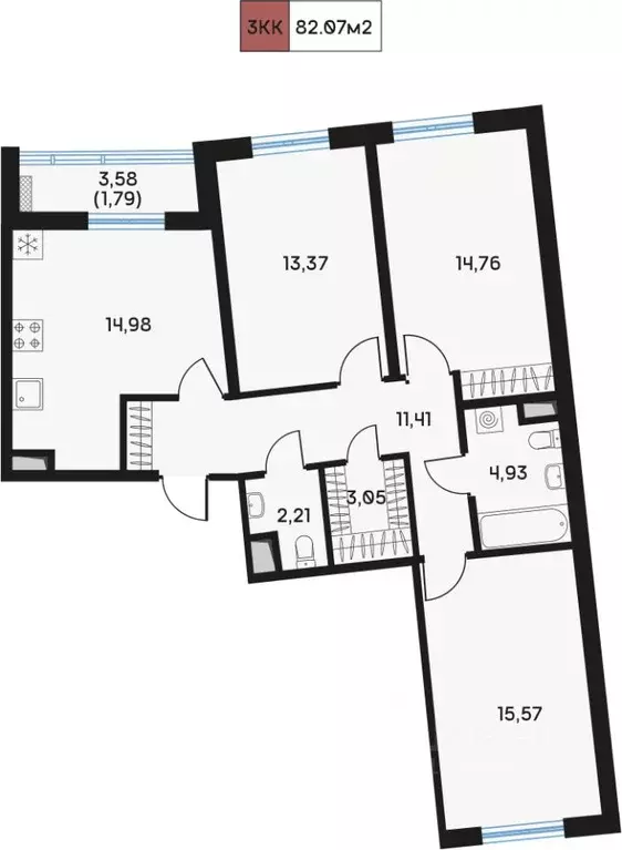 3-к кв. Санкт-Петербург 7-я Васильевского острова линия, 84 (82.07 м) - Фото 0