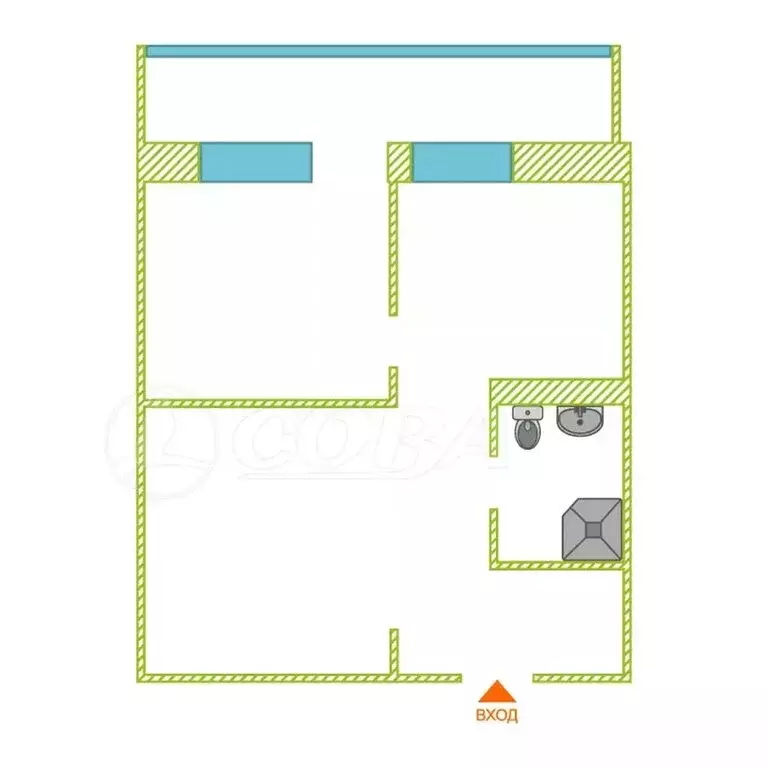 Квартира-студия: Тюмень, улица Максима Горького, 10к1 (34 м) - Фото 2