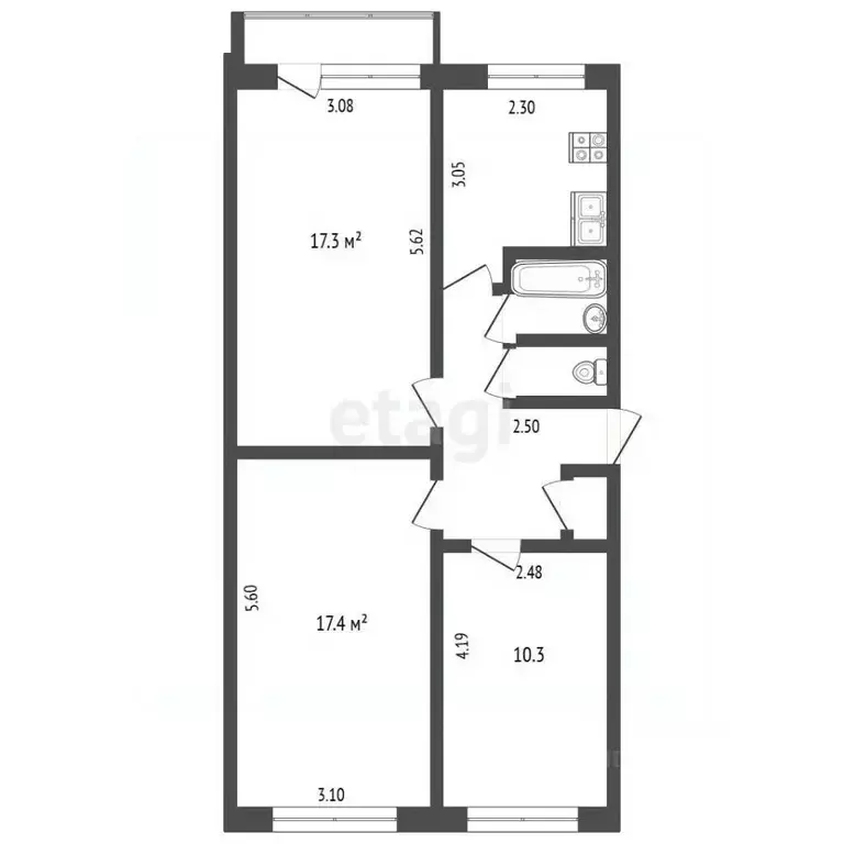 3-к кв. Белгородская область, Белгород ул. Костюкова, 8 (61.9 м) - Фото 1