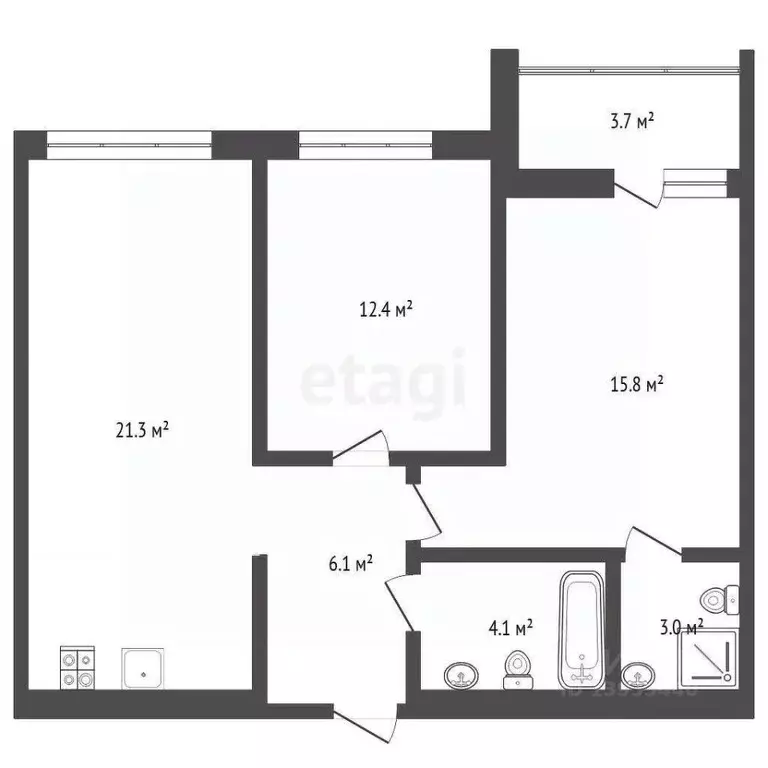2-к кв. Тюменская область, Тюмень ул. Разведчика Кузнецова, 16А (67.0 ... - Фото 1