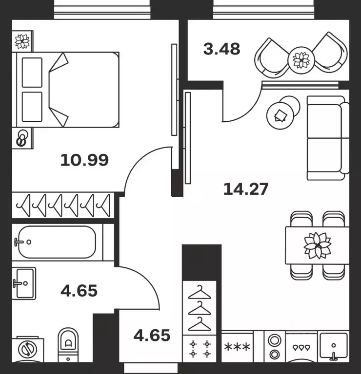 1-к кв. Тульская область, Тула Баташи Парк жилой комплекс (38.04 м) - Фото 1