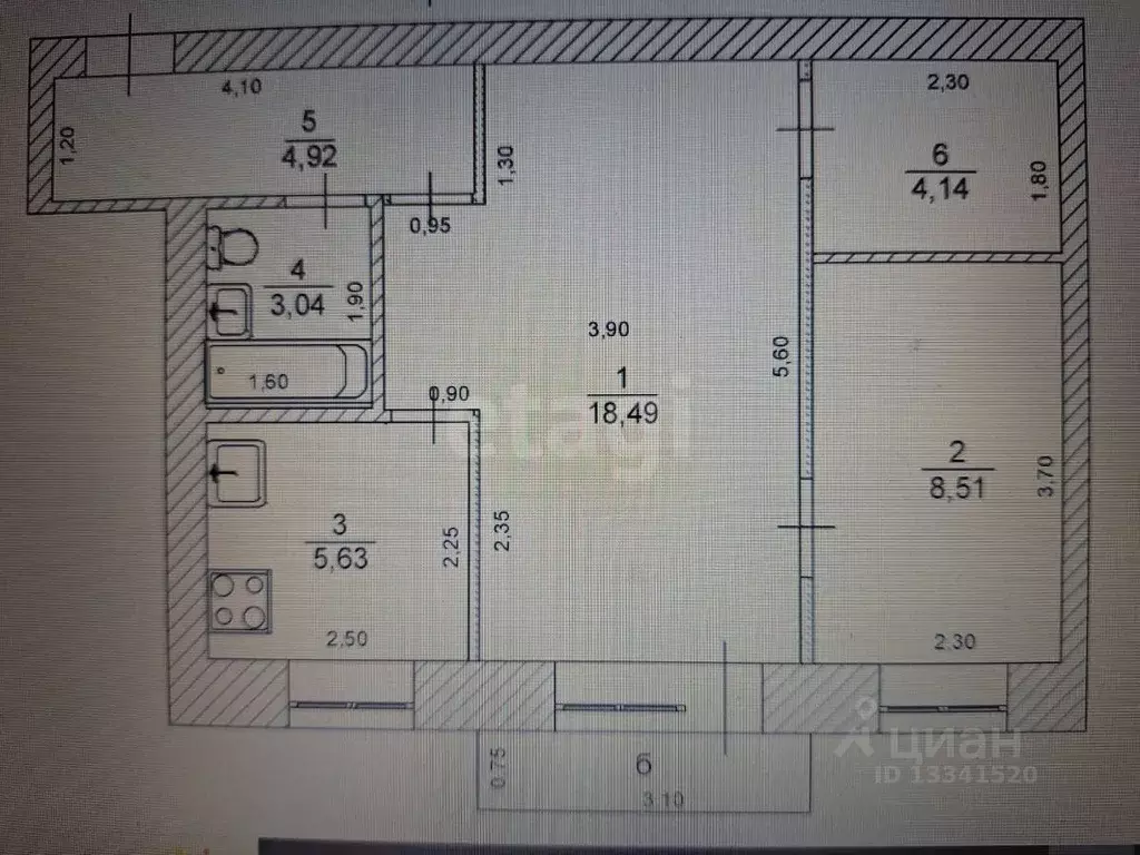 2-к кв. Ульяновская область, Ульяновск проезд Полбина, 14 (44.7 м) - Фото 1