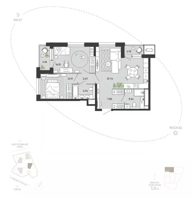 2-к кв. Тульская область, Тула Премьер Парк жилой комплекс (83.32 м) - Фото 1