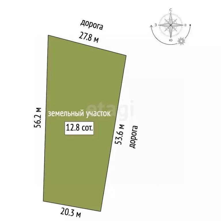 Участок в Воронежская область, Борисоглебск ул. Фрунзе, 122 (12.8 ... - Фото 2