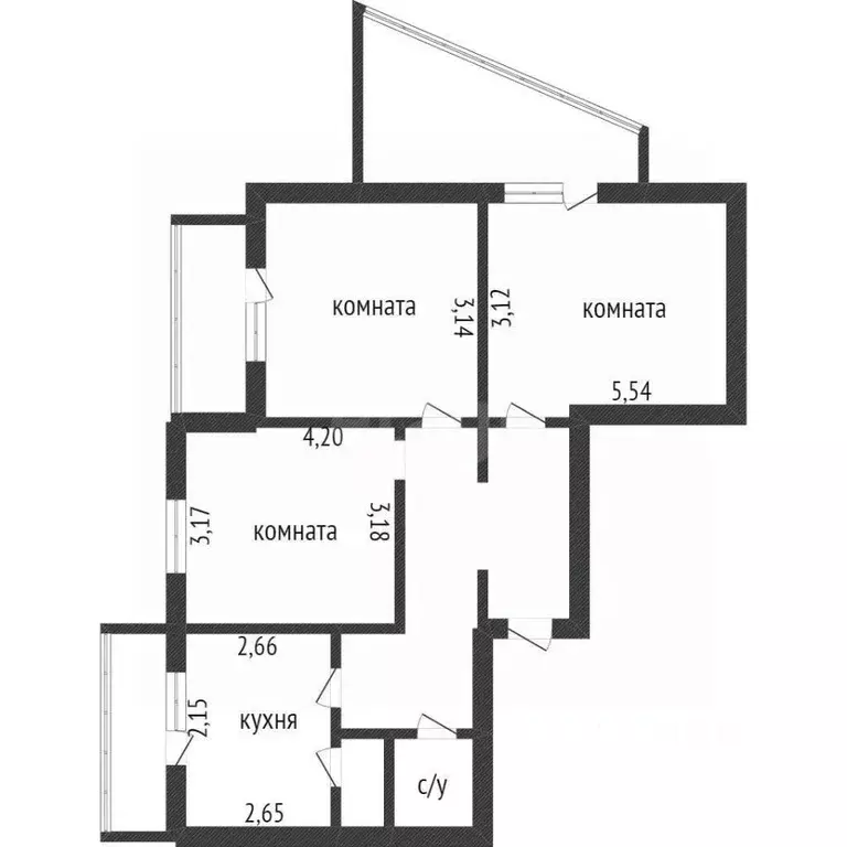 3-к кв. Белгородская область, Белгород бул. Юности, 45 (65.0 м) - Фото 2