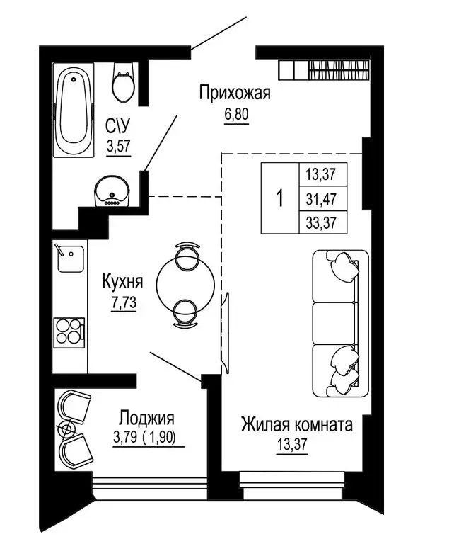 1-комнатная квартира: Ростов-на-Дону, Привокзальная улица, 3 (35 м) - Фото 0