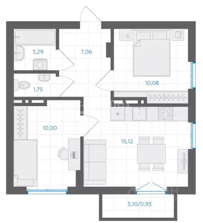 2-к кв. Челябинская область, Челябинский городской округ, пос. ... - Фото 2