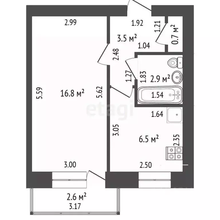 1-к кв. Башкортостан, Стерлитамак Локомотивная ул., 8 (31.0 м) - Фото 2