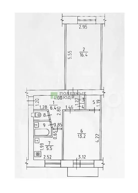 2-к. квартира, 46,7 м, 5/5 эт. - Фото 0