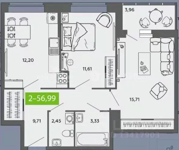 2-к кв. Архангельская область, Северодвинск ул. Мира, 5 (56.99 м) - Фото 2