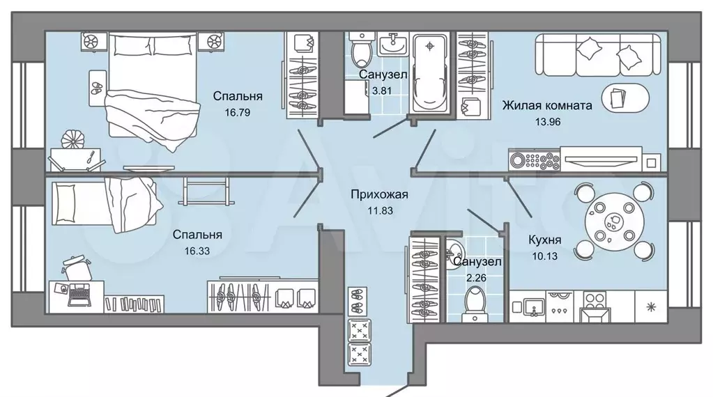 3-к. квартира, 75м, 1/7эт. - Фото 0