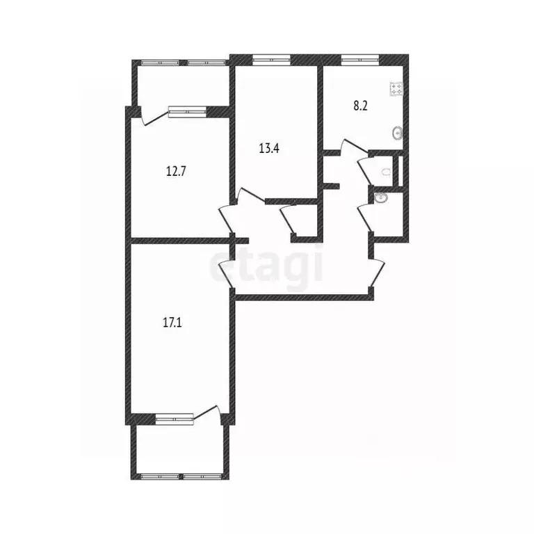 3-к кв. Белгородская область, Белгород ул. Есенина, 50б (71.0 м) - Фото 1