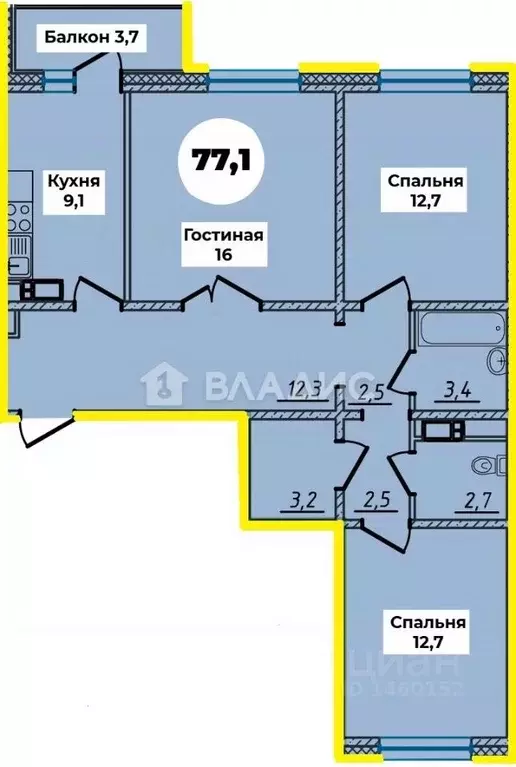 3-к кв. Бурятия, Улан-Удэ 148А мкр, 2/1 (77.1 м) - Фото 1