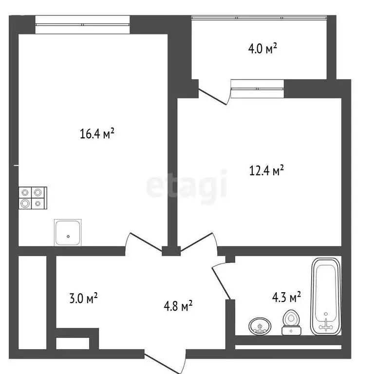 1-комнатная квартира: Тюмень, улица Разведчика Кузнецова, 16 (40.3 м) - Фото 1