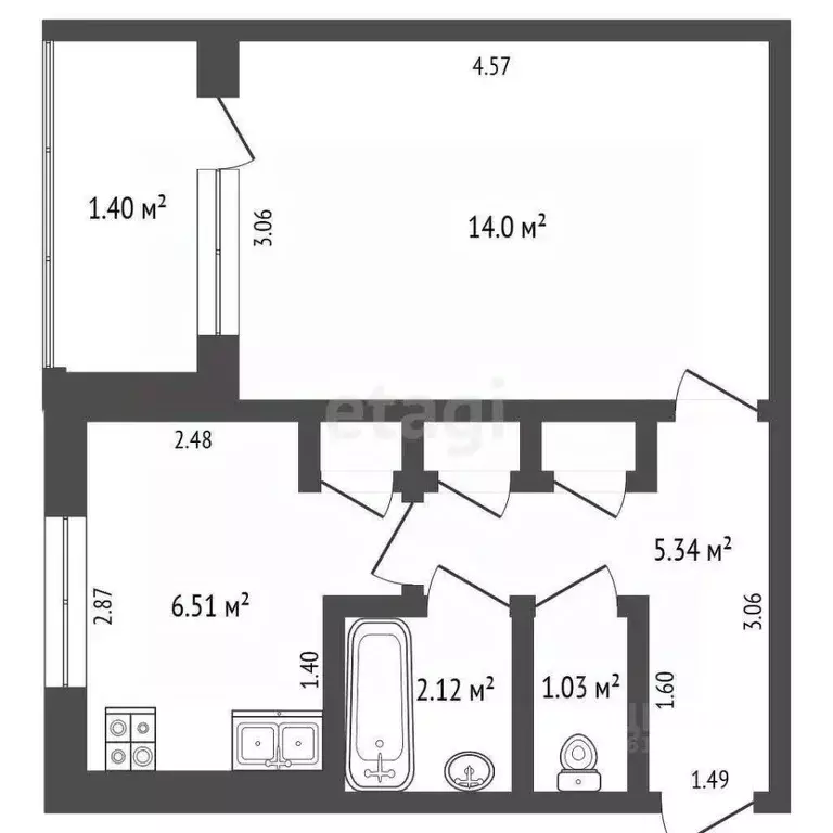 1-к кв. Мордовия, Саранск ул. Крупской, 22с2 (30.0 м) - Фото 1