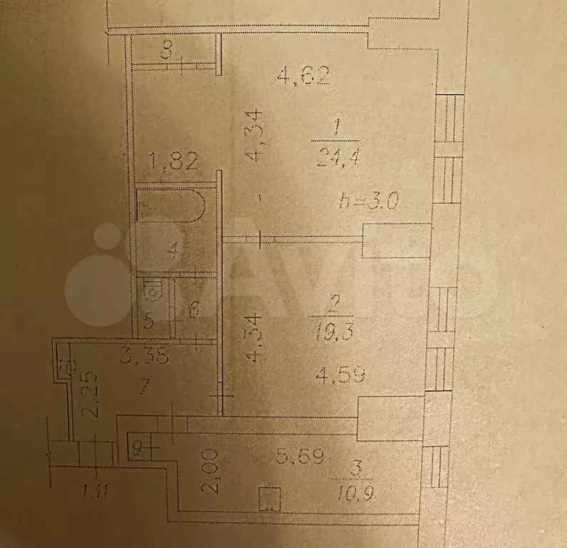 2-к. квартира, 67,8 м, 5/6 эт. - Фото 0