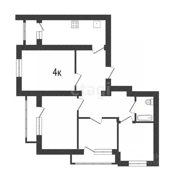 4-к кв. Белгородская область, Белгород ул. Костюкова, 55 (77.7 м) - Фото 2