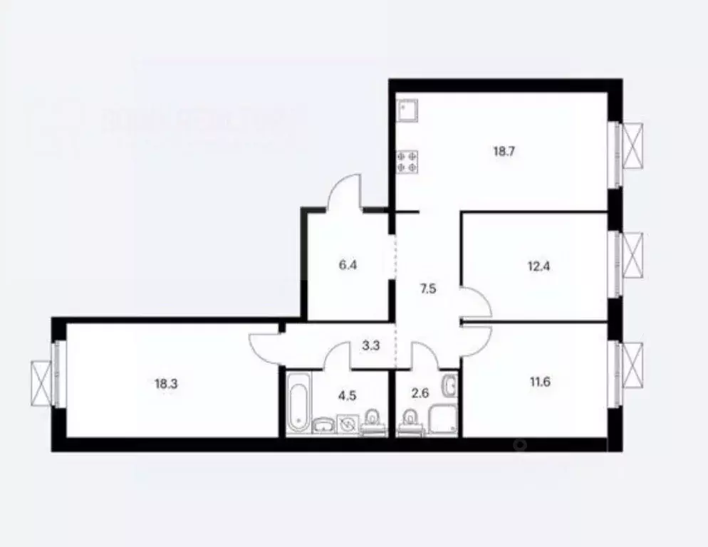 3-к кв. Москва Полярная ул., 27к4 (85.3 м) - Фото 2