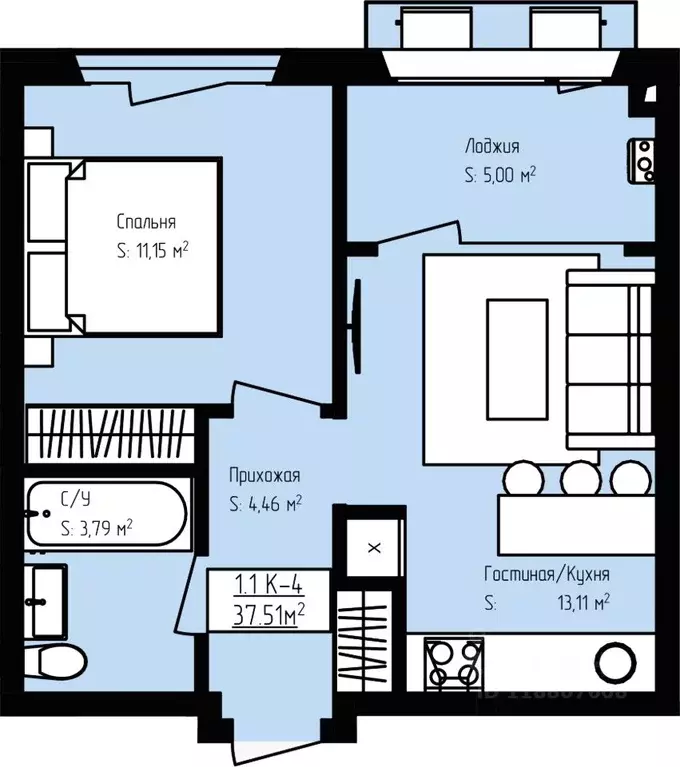 1-к кв. Дагестан, Дербент Камеллия жилой комплекс (37.51 м) - Фото 1