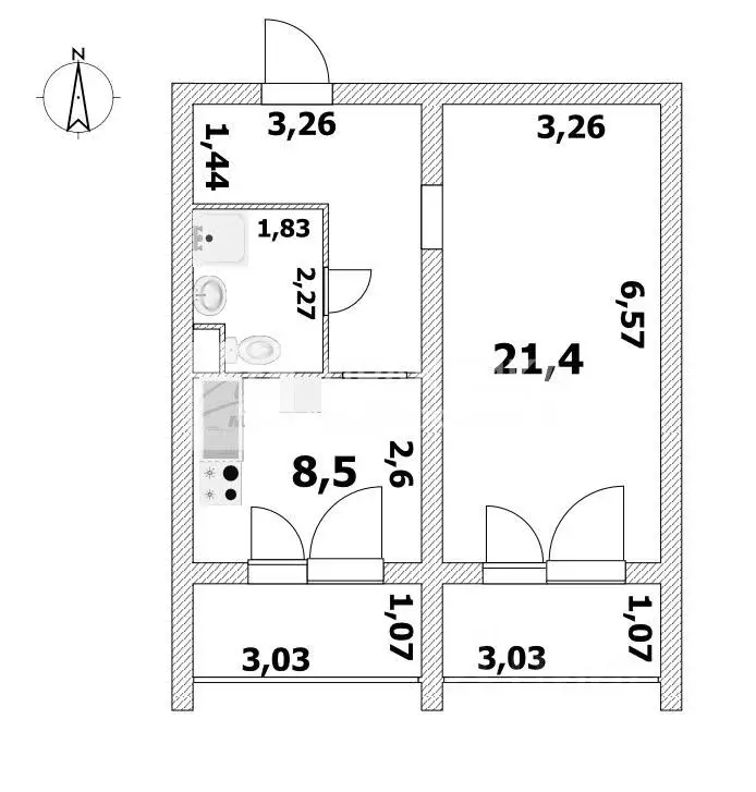 1-к кв. Московская область, Подольск Колхозная ул., 55к4 (48.0 м) - Фото 2