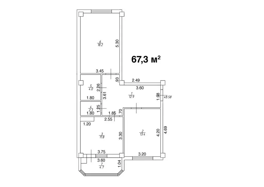 2-комнатная квартира: Ессентуки, улица Шмидта, 80/2с (67.3 м) - Фото 1