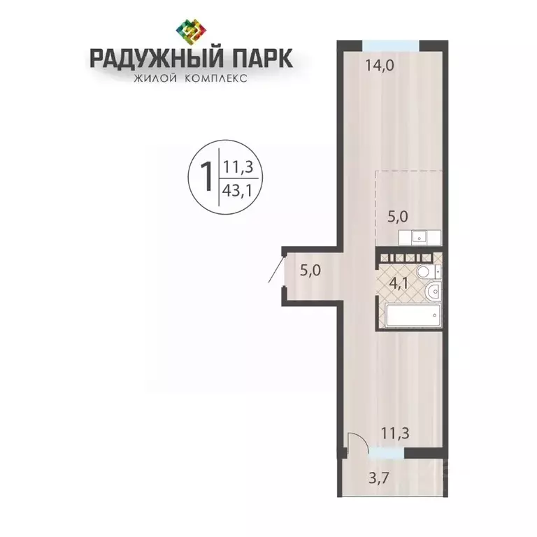 1-к кв. Иркутская область, Иркутск ул. Костычева (43.1 м) - Фото 1