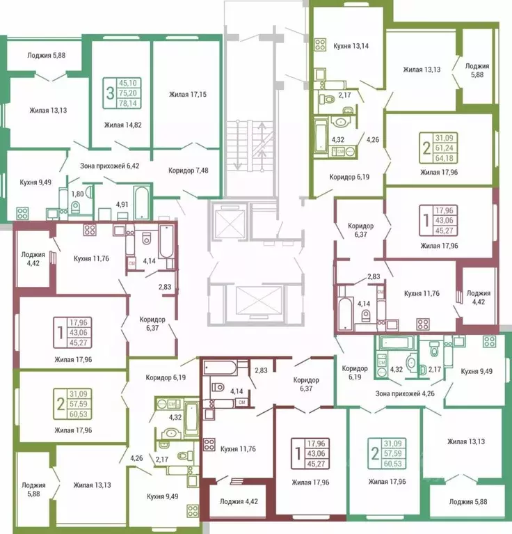 1-к кв. Калужская область, Обнинск ул. Табулевича, 1 (42.9 м) - Фото 2