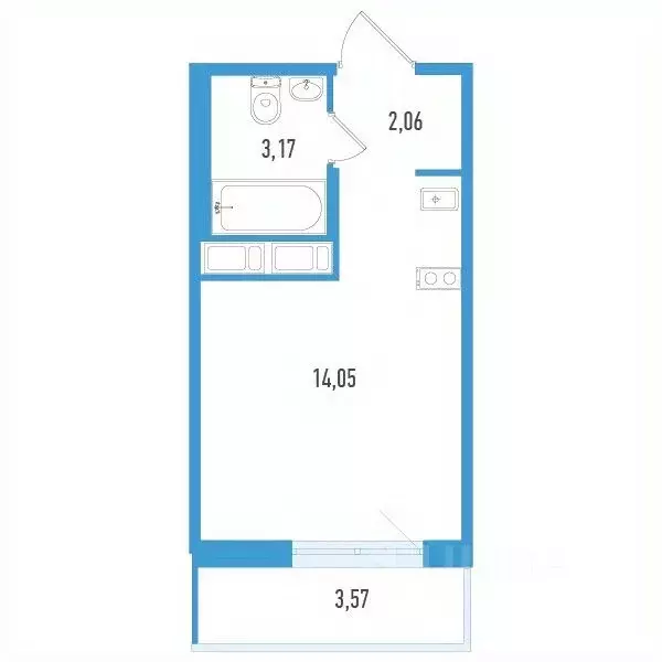 Студия Санкт-Петербург Аэросити Лайф жилой комплекс (20.35 м) - Фото 1