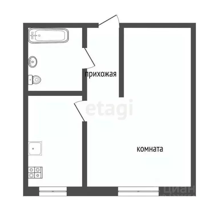 1-к кв. Кемеровская область, Кемерово Комсомольский проезд, 6 (35.4 м) - Фото 1