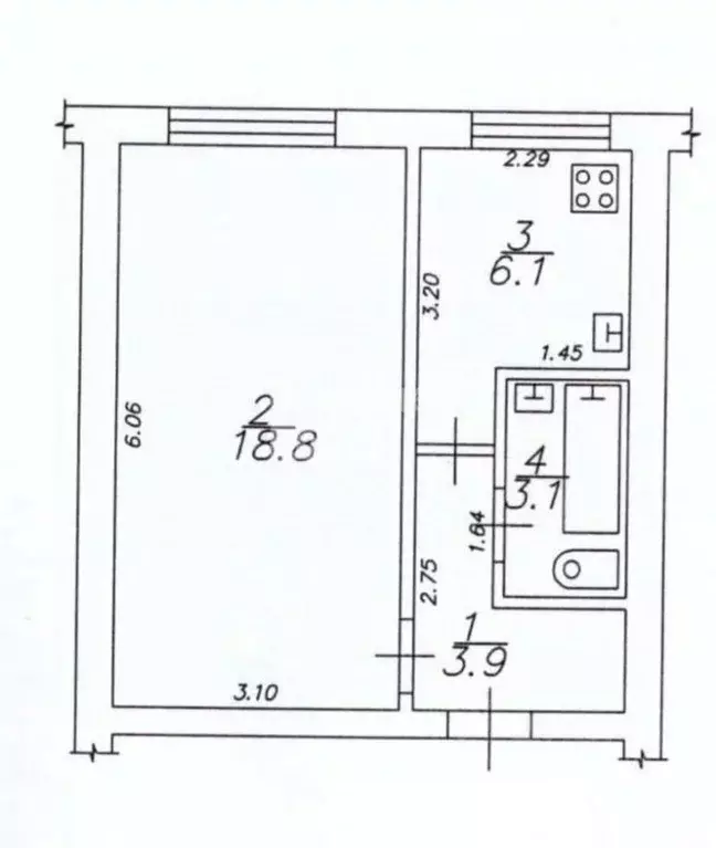 1-к кв. Липецкая область, Липецк Октябрьская ул., 89 (32.0 м) - Фото 1