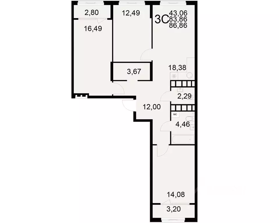 3-к кв. Рязанская область, Рязань ул. Бирюзова (83.86 м) - Фото 0