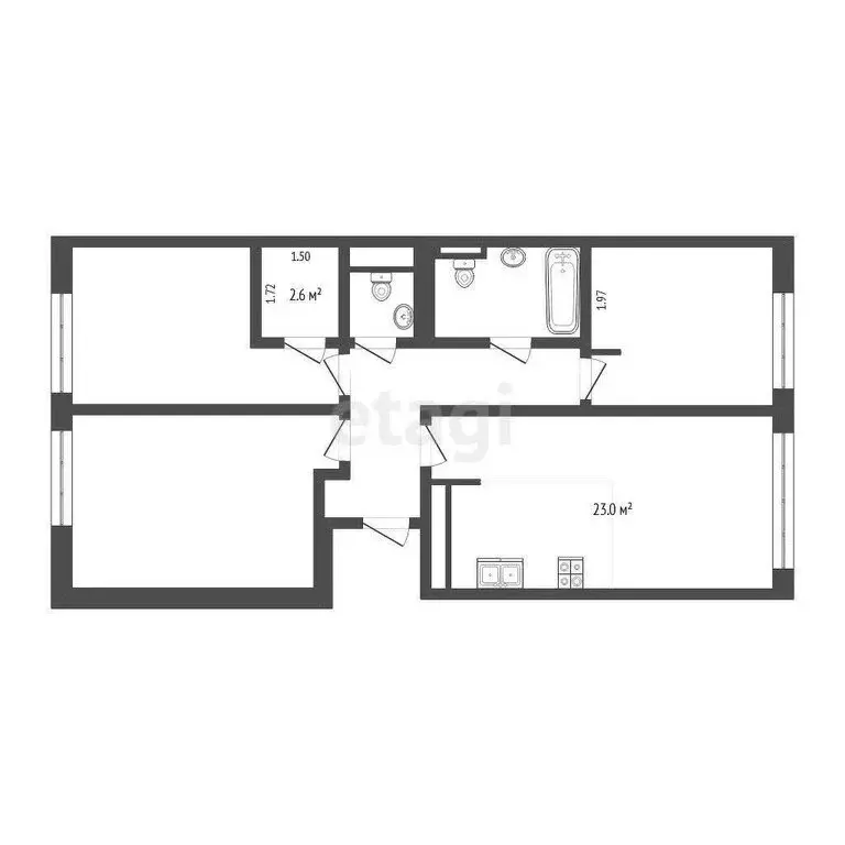 3-комнатная квартира: Тюмень, улица Газовиков, 34 (80.8 м) - Фото 0