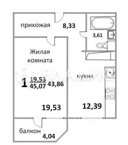 1-к кв. Московская область, Подольск Народная ул., 23к1 (45.1 м) - Фото 2