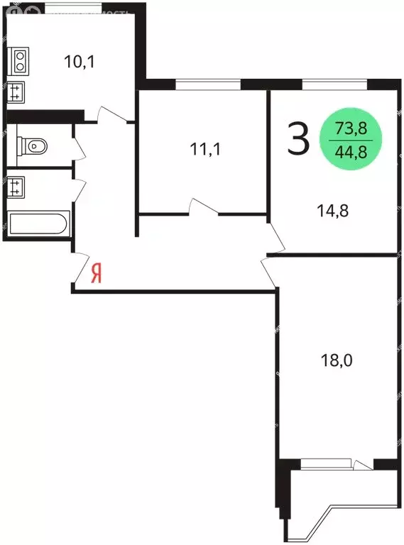 3-комнатная квартира: Москва, Батайский проезд, 51 (75 м) - Фото 0