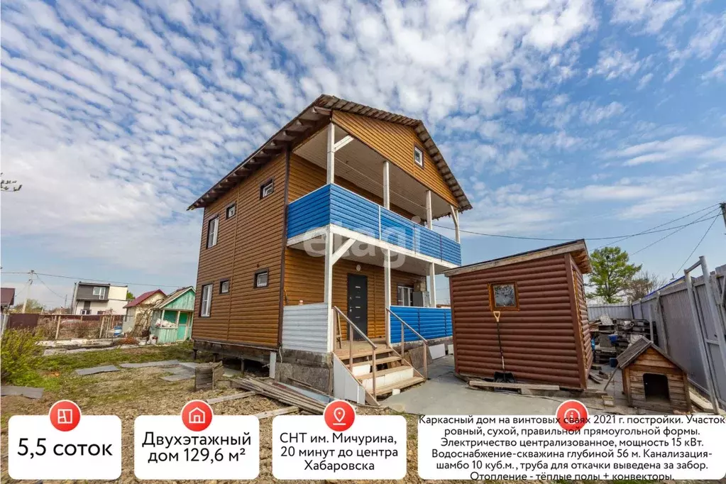 Дом в Хабаровский край, Хабаровск ул. Мичурина-7, 320 (130 м) - Фото 1