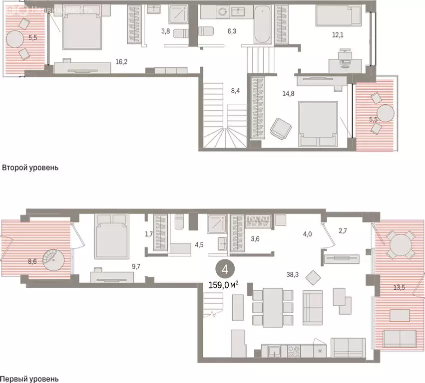 4-комнатная квартира: Тюмень, ЖК Дом у Озера (159 м) - Фото 1