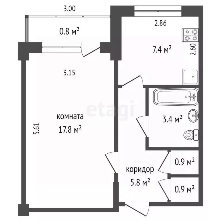 1-к кв. Омская область, Омск ул. Конева, 36/2 (37.0 м) - Фото 1