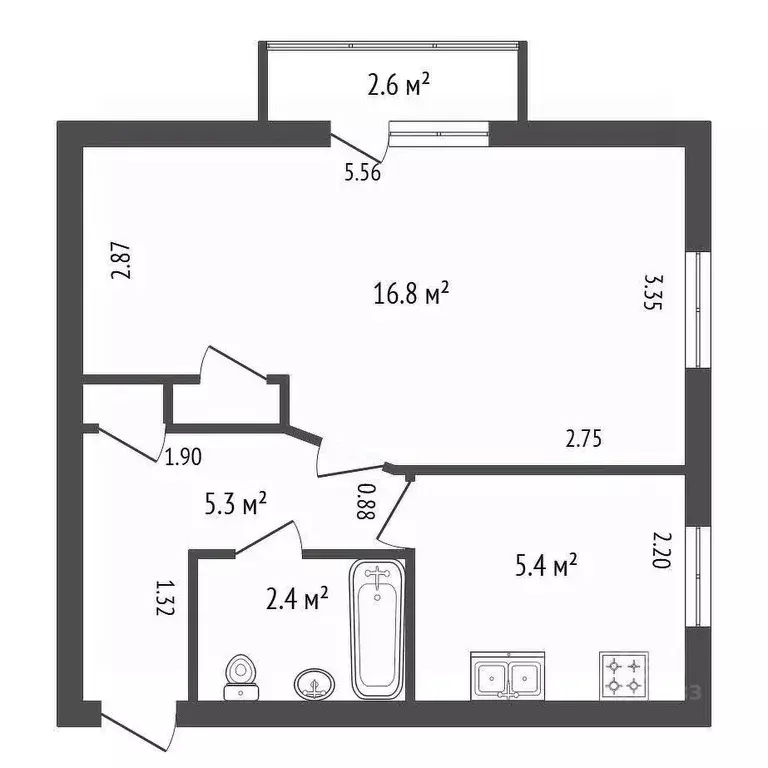 1-к кв. Санкт-Петербург Караваевская ул., 31К3 (30.9 м) - Фото 1