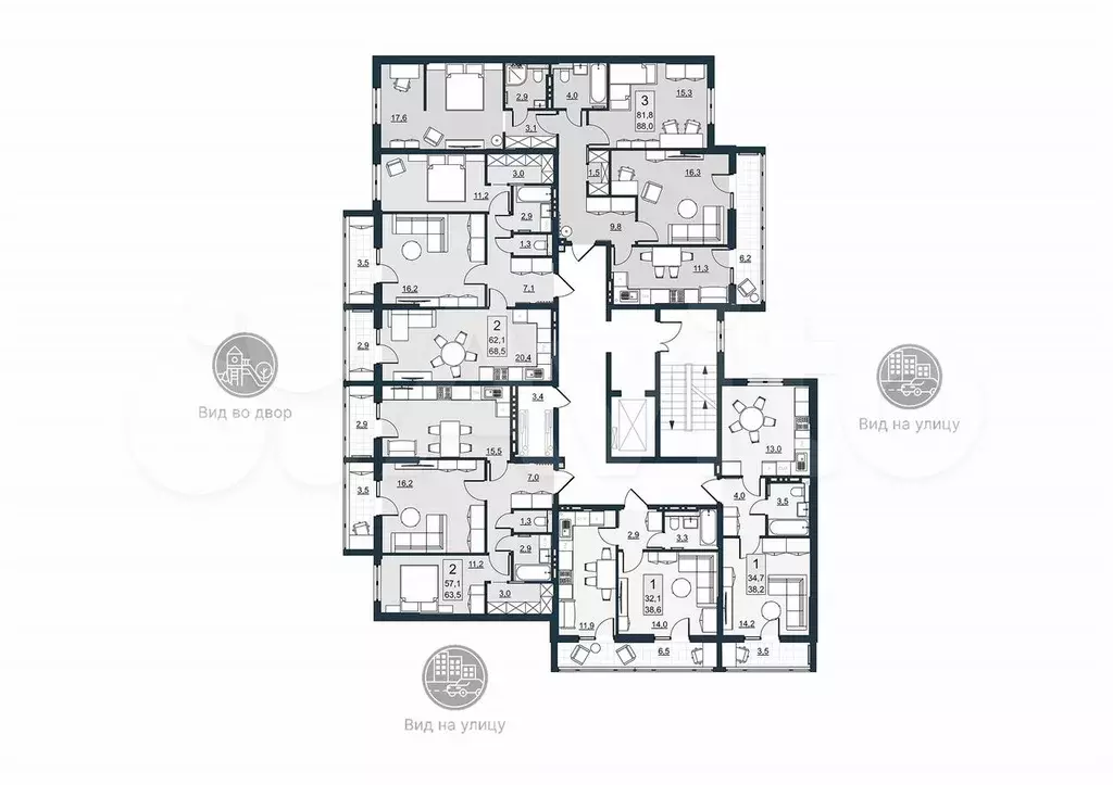1-к. квартира, 32,1 м, 8/10 эт. - Фото 1