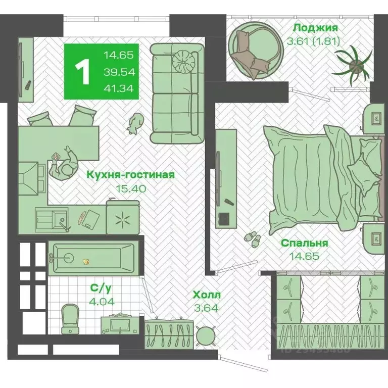 1-к кв. Приморский край, Владивосток Зеленый Бульвар 2 жилой комплекс ... - Фото 1