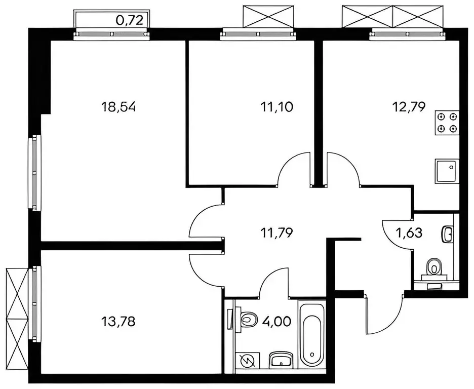 3-к кв. Москва Большая Филевская ул., 3к2 (73.0 м) - Фото 2