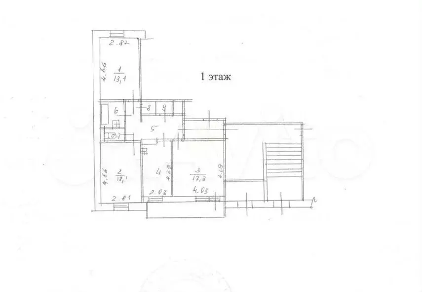 3-к. квартира, 66,4 м, 1/5 эт. - Фото 0