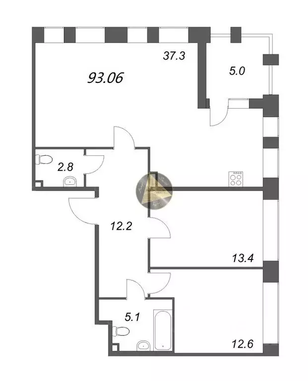 2-к кв. Санкт-Петербург Манчестерская ул., 5к1 (93.06 м) - Фото 1