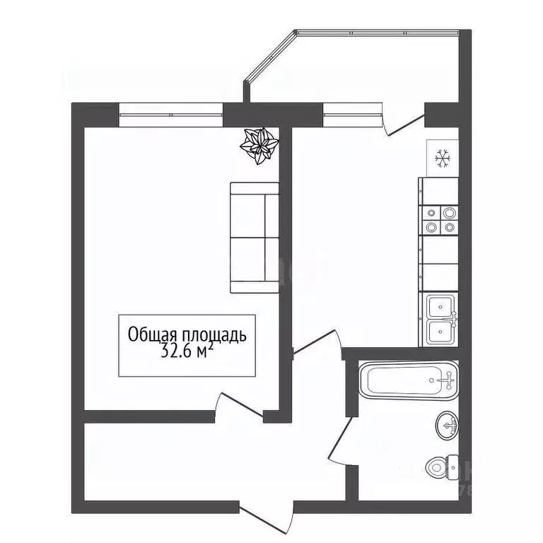 1-к кв. Новосибирская область, Новосибирский район, Морской сельсовет, ... - Фото 2
